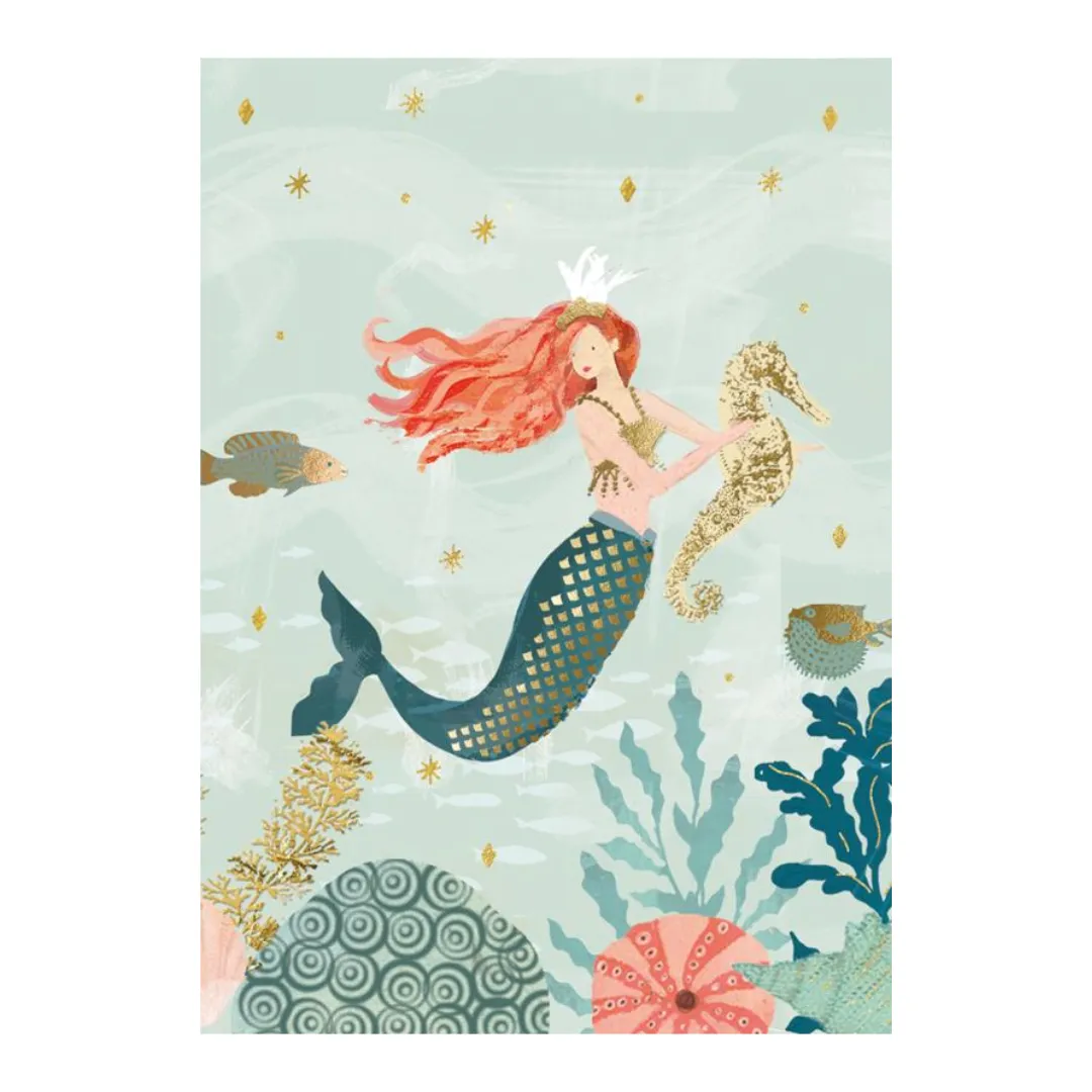 Blank Card - Mermaid and Seahorse