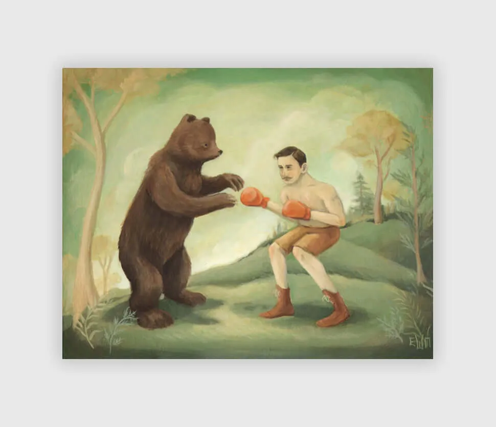 Boxing Match Art Print Larger 11x14"