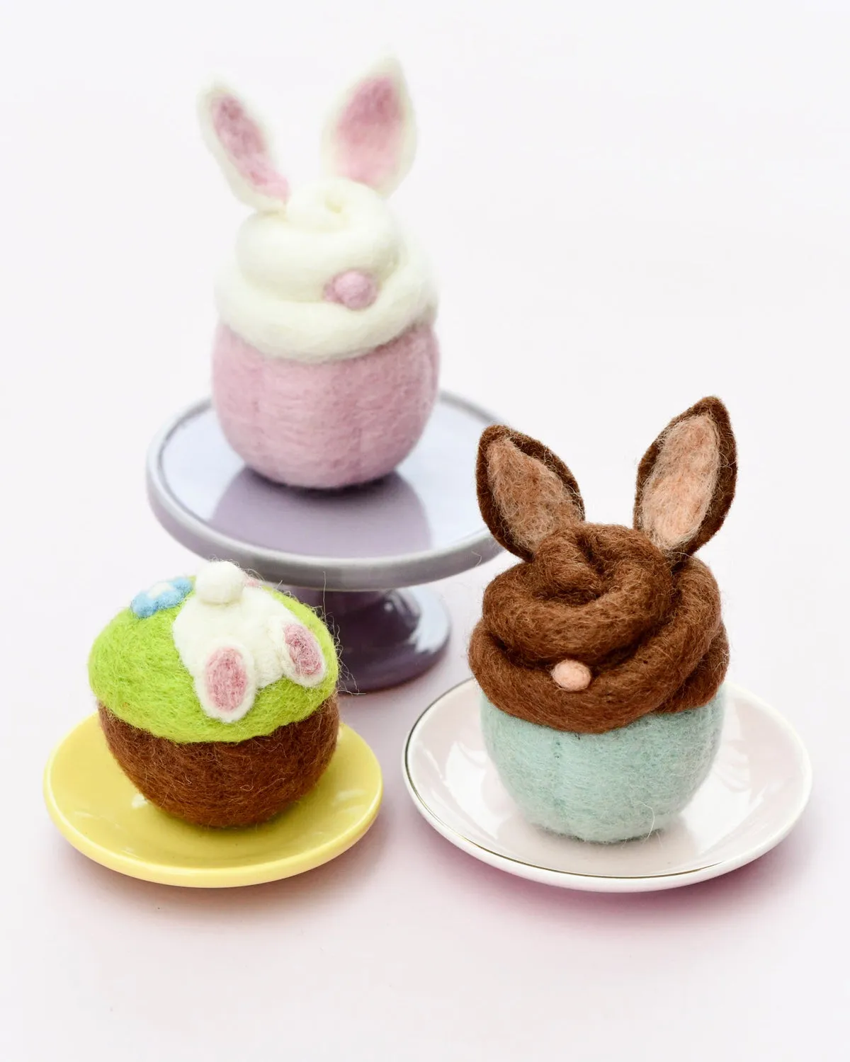 Easter Felt Bunny Cupcakes - Set of 3