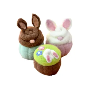 Easter Felt Bunny Cupcakes - Set of 3