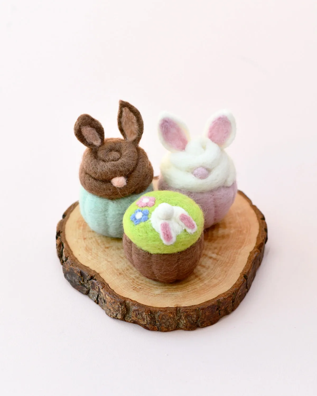 Easter Felt Bunny Cupcakes - Set of 3