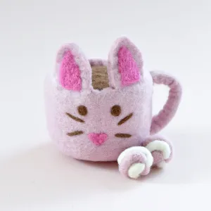 Easter Felt Bunny Hot Chocolate Cup with Marshmallows PINK
