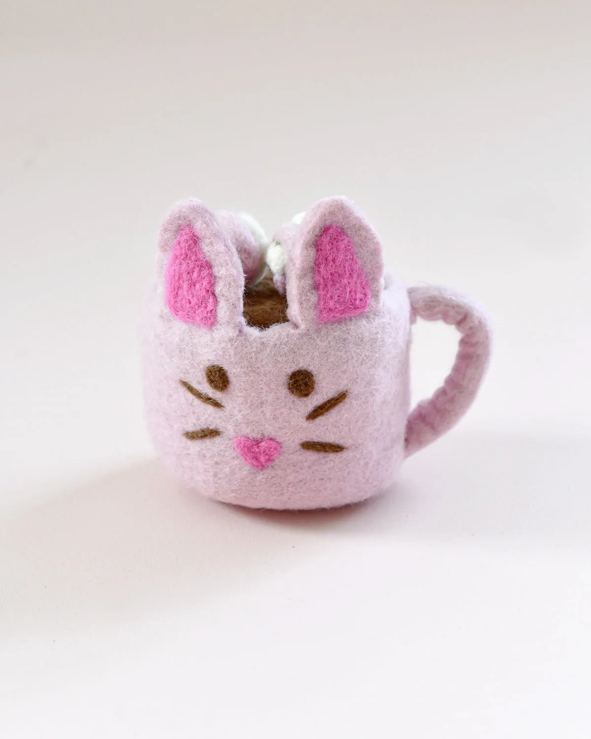 Easter Felt Bunny Hot Chocolate Cup with Marshmallows PINK