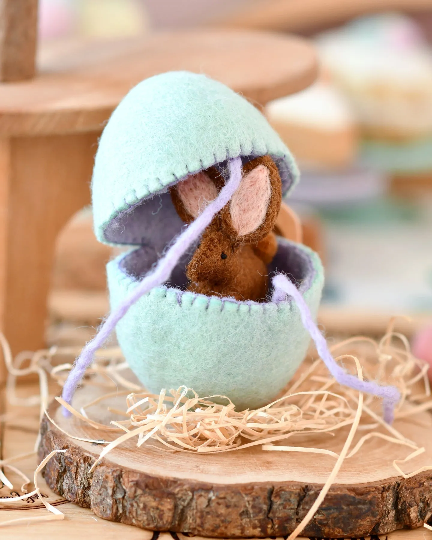 Easter Felt Surprise Egg | Mint with Bunny Inside