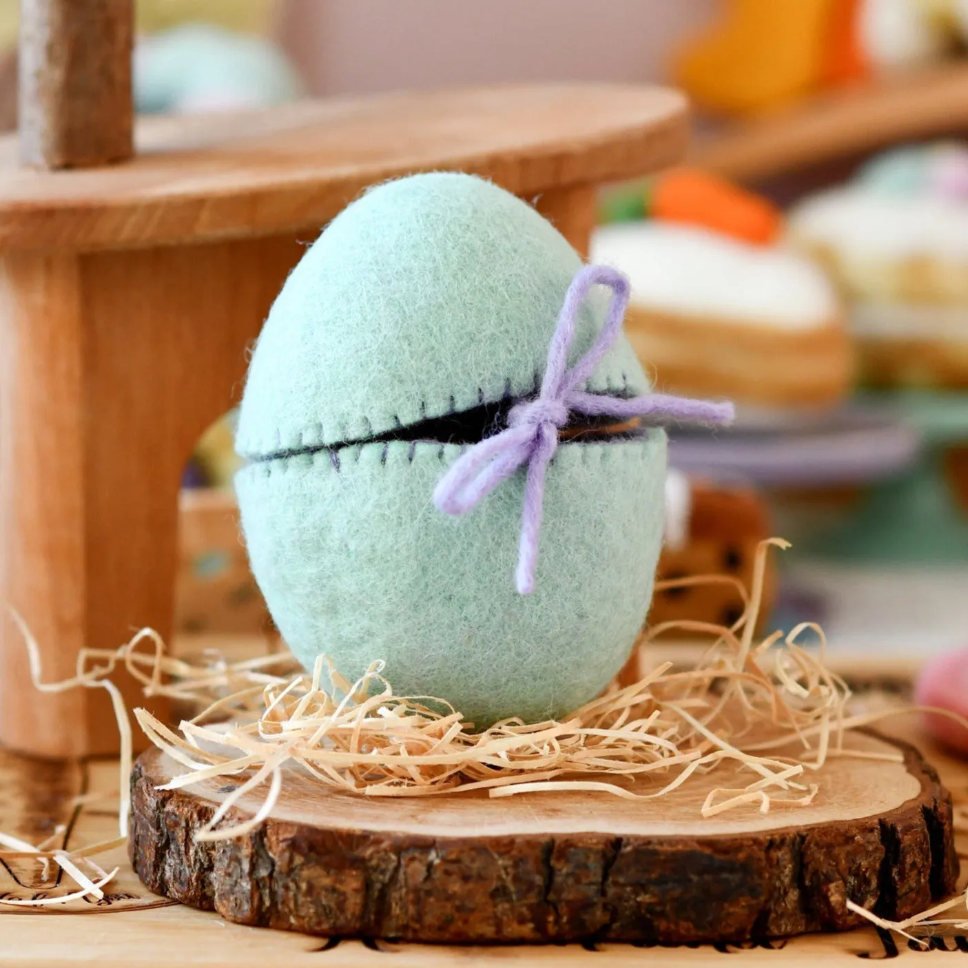 Easter Felt Surprise Egg | Mint with Bunny Inside