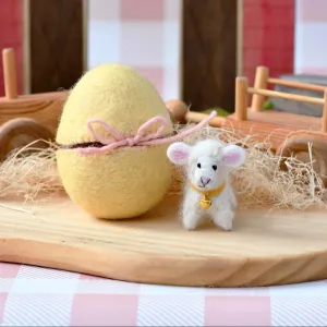 Easter Felt Surprise Egg | Yellow with Lamb Inside