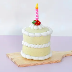 Felt Food Strawberry Shortcake Birthday Cake with Candle