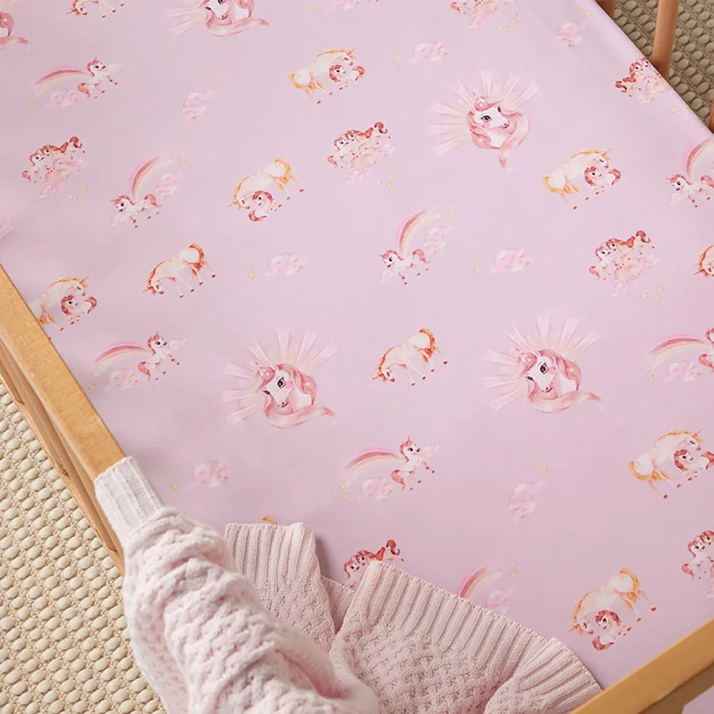 Fitted Cot Sheet | Unicorn