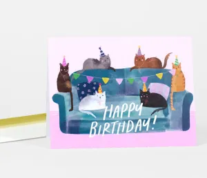 Happy Birthday Cat Couch Card