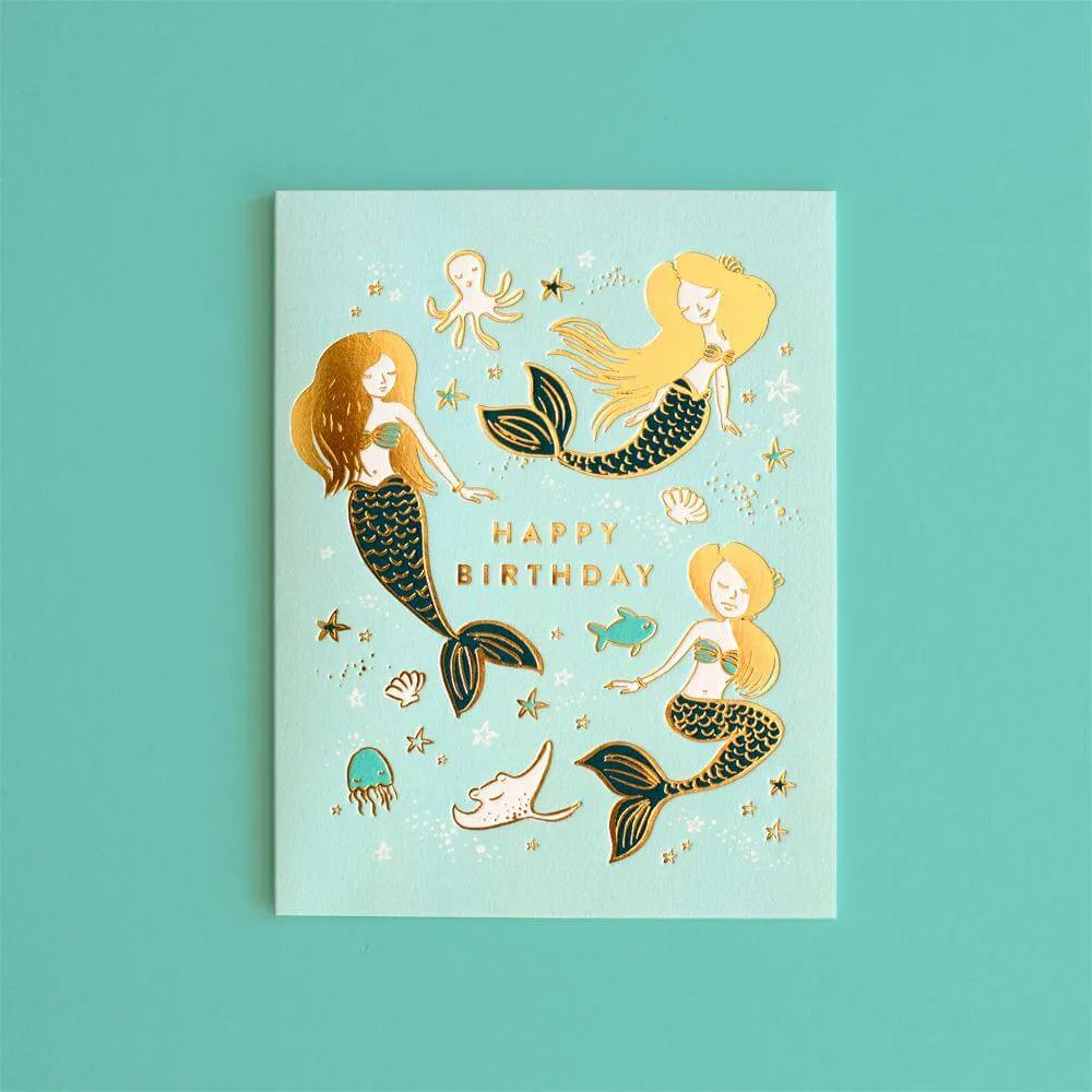 Happy Birthday Mermaids Greeting Card