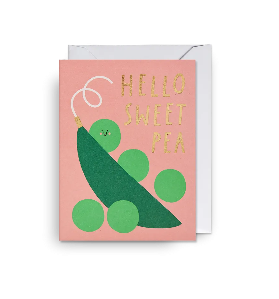 Hello Sweet Pea Illustration Mini Card