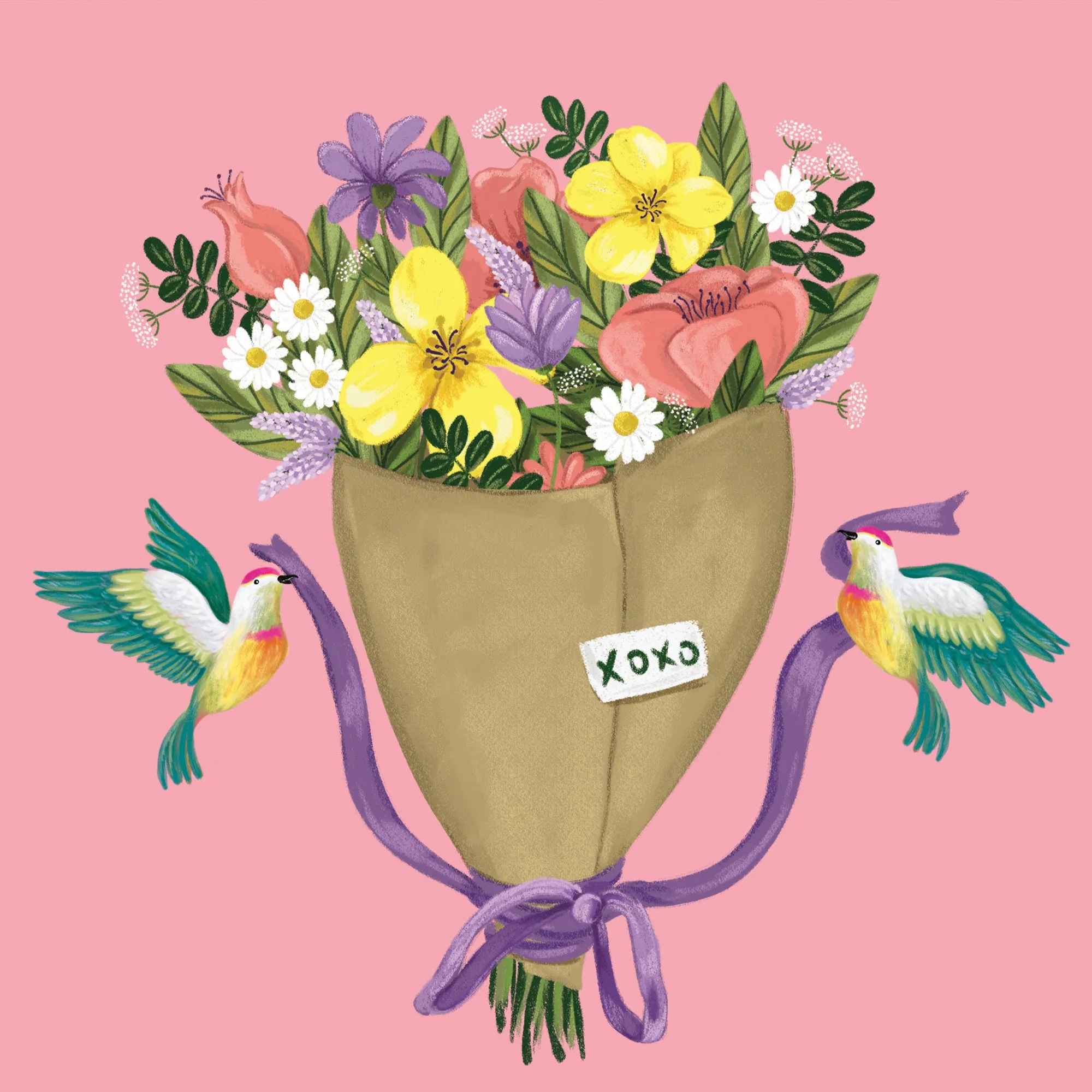 La La Land - XOXO Bouquet Postcard Tag