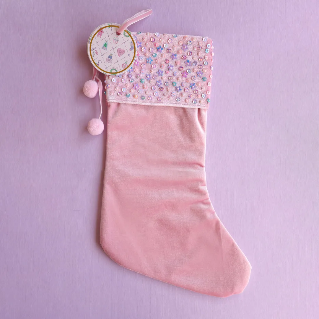 Lauren Hinkley Christmas Sequin Stocking | Enchanted Christmas PINK