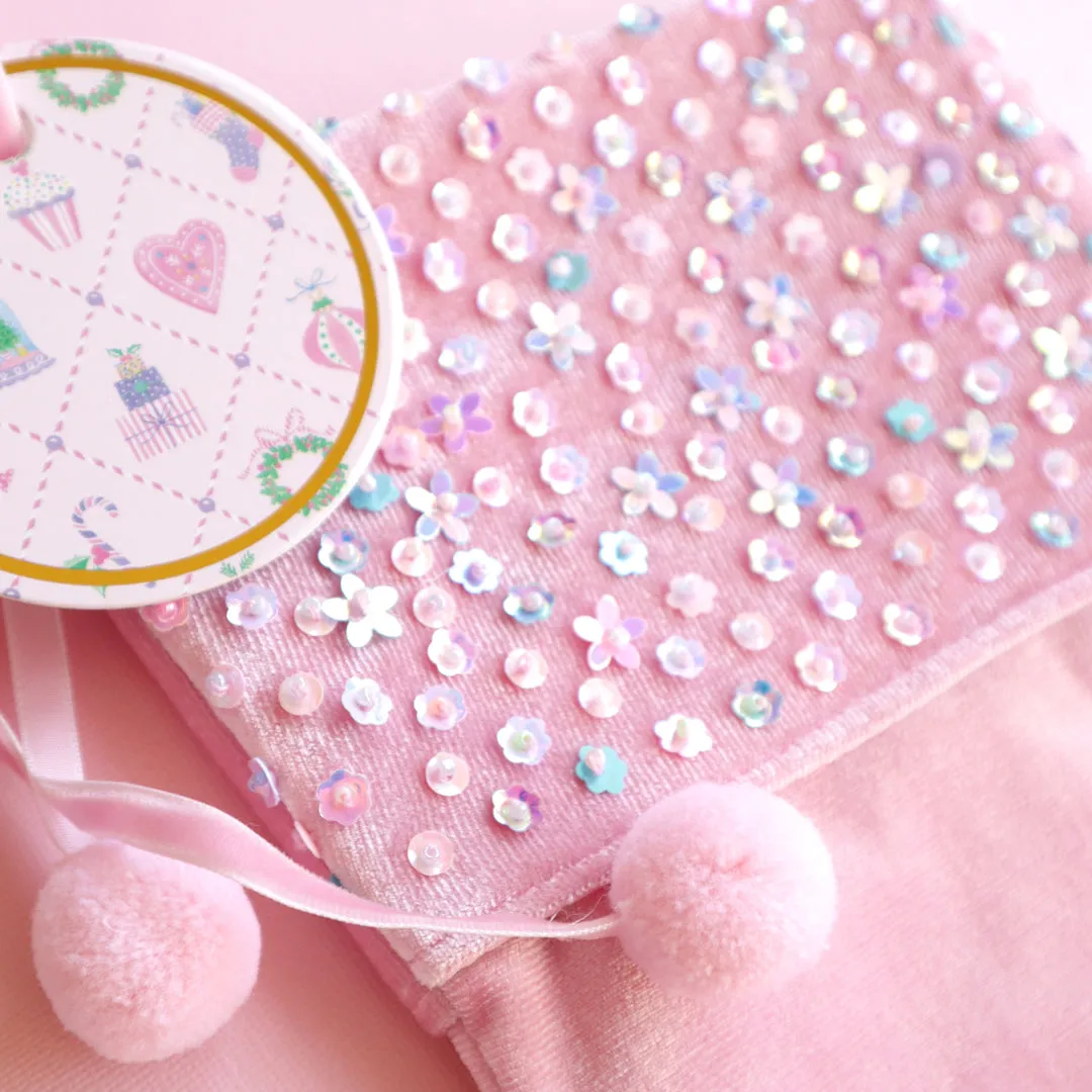 Lauren Hinkley Christmas Sequin Stocking | Enchanted Christmas PINK