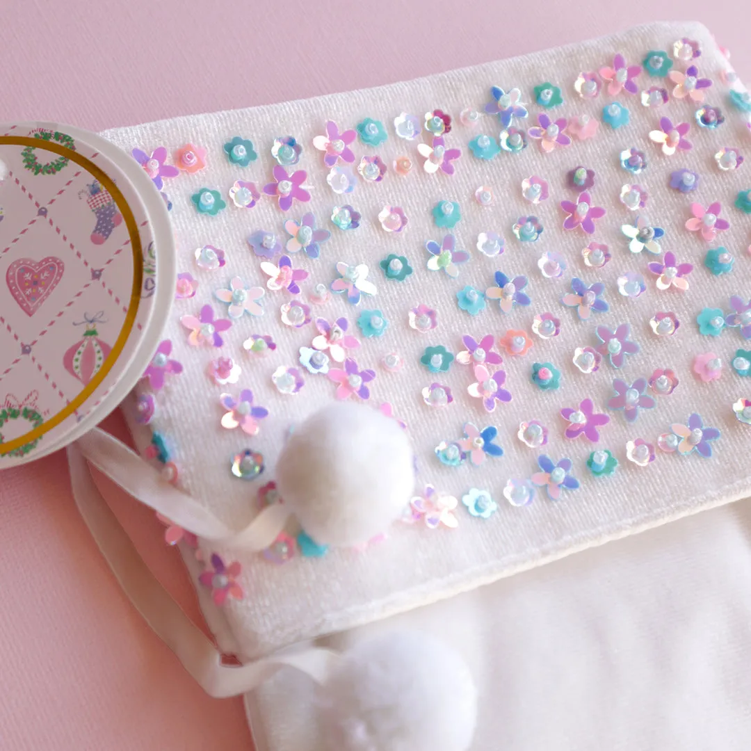 Lauren Hinkley Christmas Sequin Stocking | Enchanted Christmas WHITE