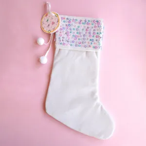 Lauren Hinkley Christmas Sequin Stocking | Enchanted Christmas WHITE