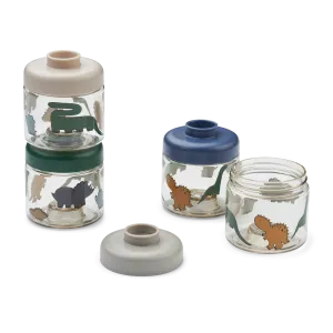 Liewood Dominique Baby Food Boxes 4-Pack | Dinosaurs Mist