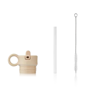 Liewood Falk 350ml Bottle Lid with Straw and Brush | Apple Blossom