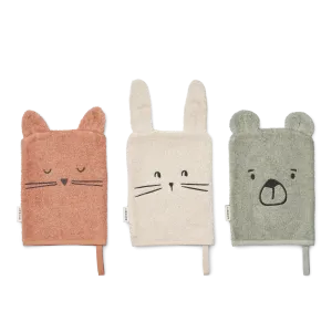 Liewood Sylvester Washcloth 3 Pack | Animal Mix Dove