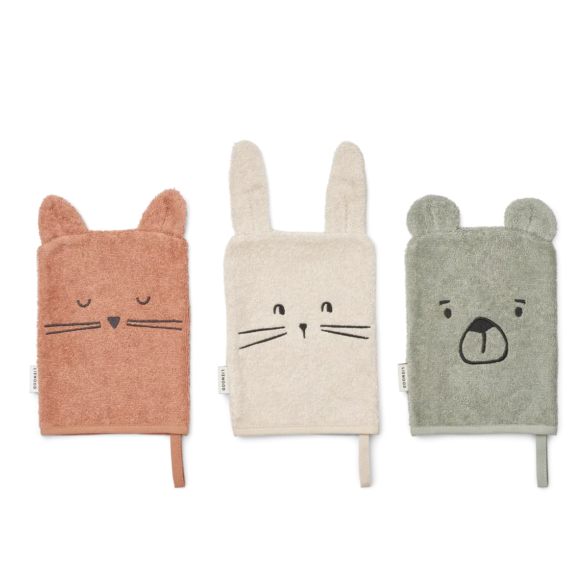 Liewood Sylvester Washcloth 3 Pack | Animal Mix Dove