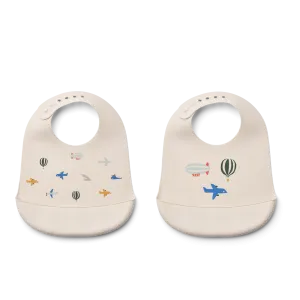 Liewood Tilda Silicone Bib - 2 Pack - Aviator Ecru