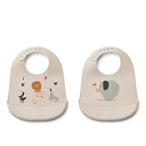 Liewood Tilda Silicone Bib - 2 Pack - Circus Sandy