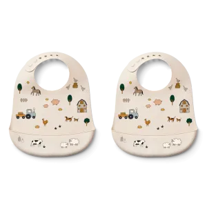 Liewood Tilda Silicone Bib - 2 Pack - Farm