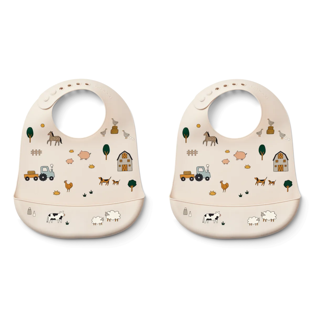 Liewood Tilda Silicone Bib - 2 Pack - Farm
