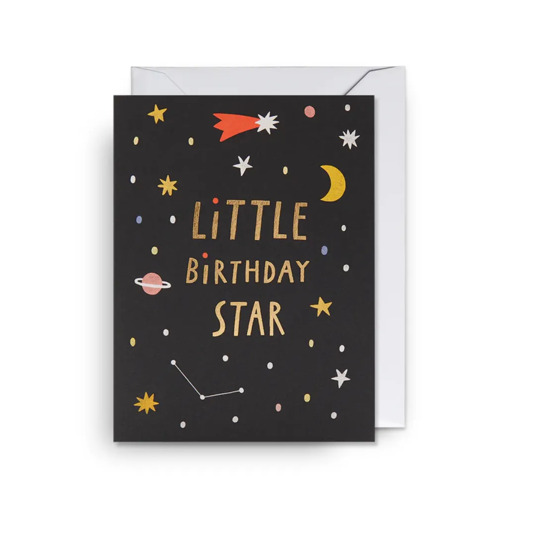 Little Birthday Star Illustrated Space Mini Card
