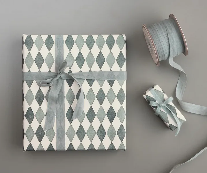 Maileg Gift Wrap Roll | Harlequin BLUE 10m