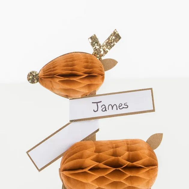 Meri Meri Christmas | Place Cards | Honeycomb Reindeers (x 8)