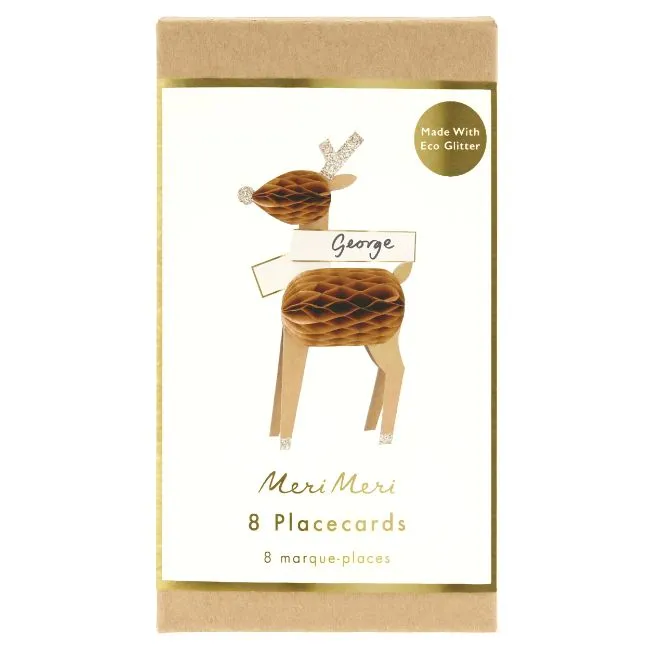 Meri Meri Christmas | Place Cards | Honeycomb Reindeers (x 8)