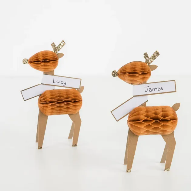 Meri Meri Christmas | Place Cards | Honeycomb Reindeers (x 8)