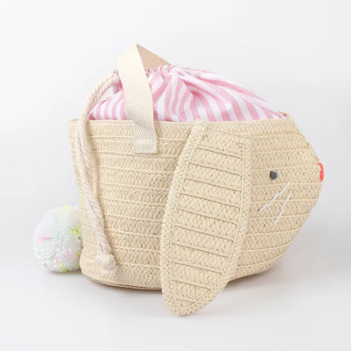 Meri Meri Easter Stripy Ear Bunny Basket Bag