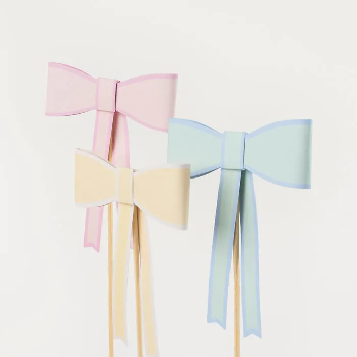 Meri Meri Party Cake Topper | Pastel Bows x3