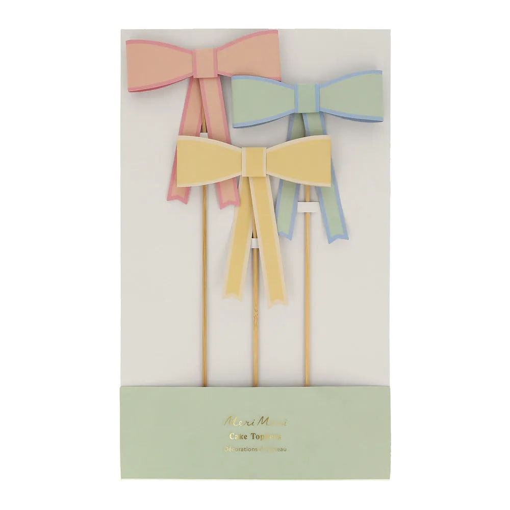 Meri Meri Party Cake Topper | Pastel Bows x3