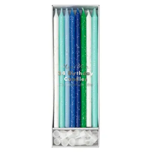 Meri Meri Party Candles | Blue & Green Glitter