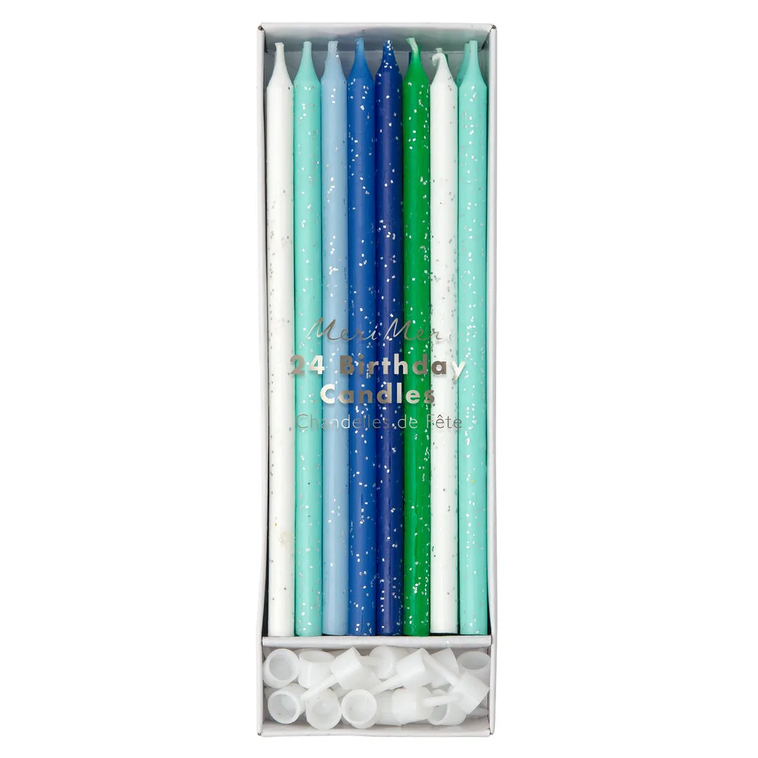 Meri Meri Party Candles | Blue & Green Glitter