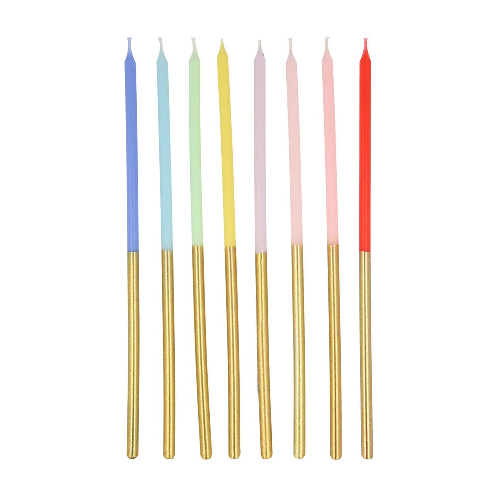 Meri Meri Party Candles | Gold Dipped Rainbow Mix