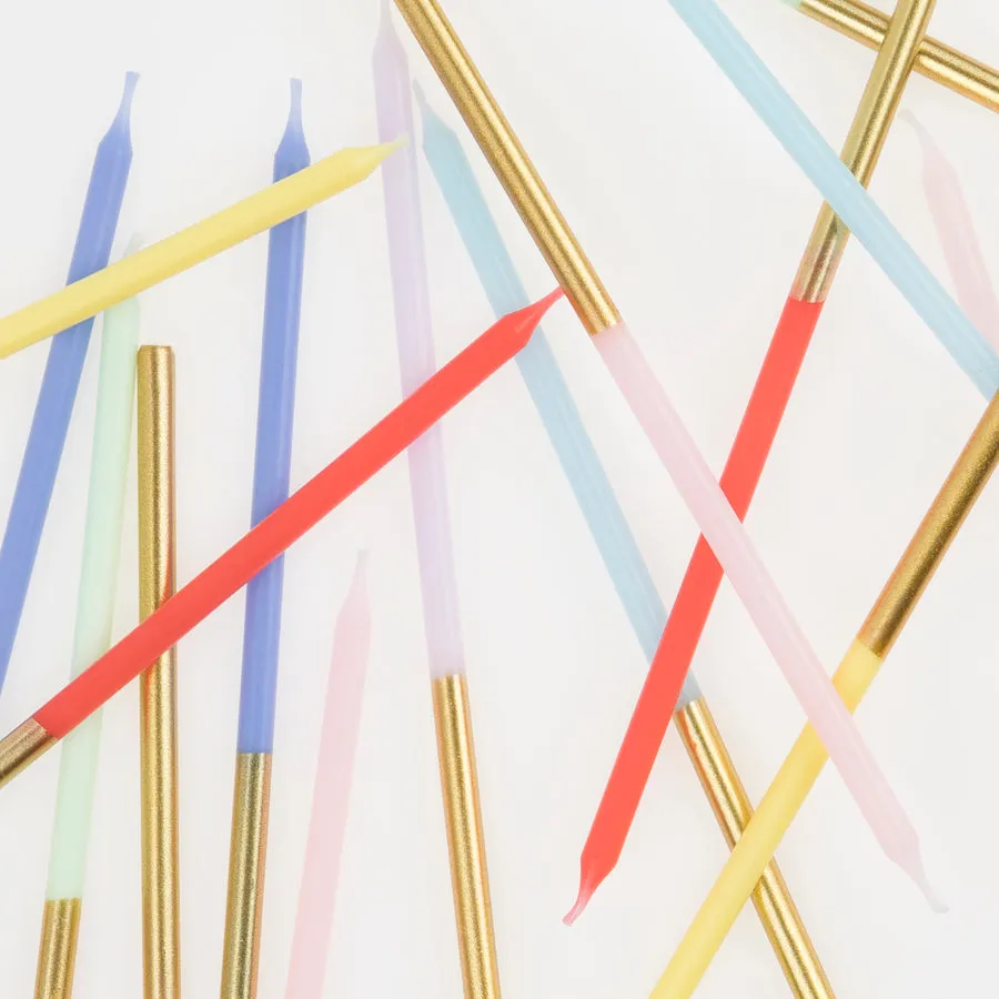 Meri Meri Party Candles | Gold Dipped Rainbow Mix