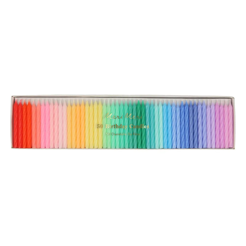 Meri Meri Party Candles | Rainbow Twisted Minis (x 50)