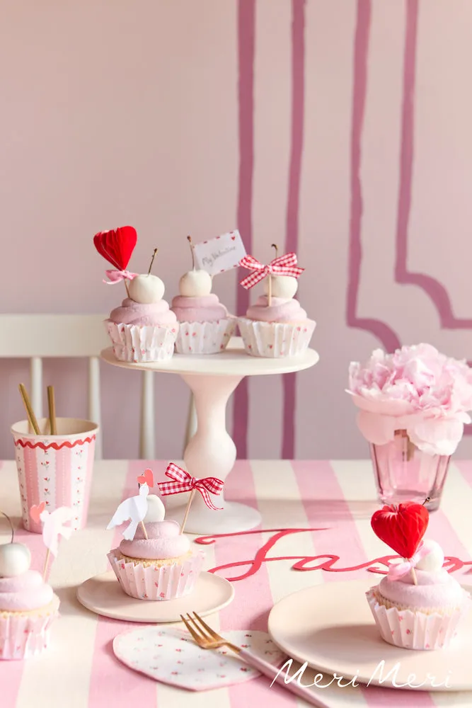 Meri Meri Party Cups | Valentine's Vintage Rose Heart 8 Pack