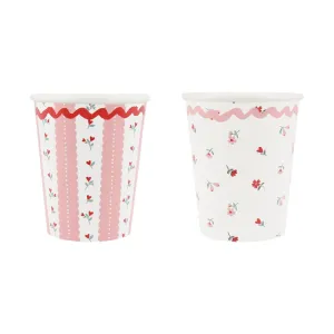 Meri Meri Party Cups | Valentine's Vintage Rose Heart 8 Pack