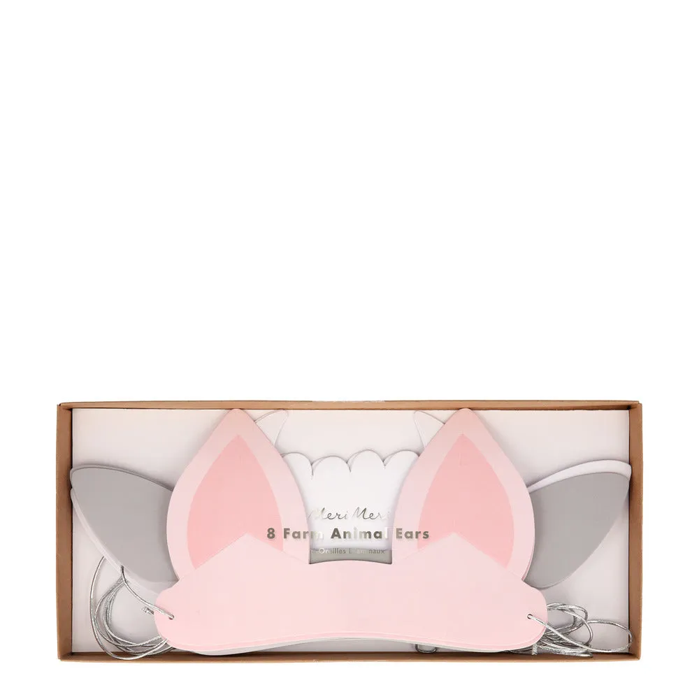 Meri Meri Party Hats | On The Farm Animal Ears 8 Pack