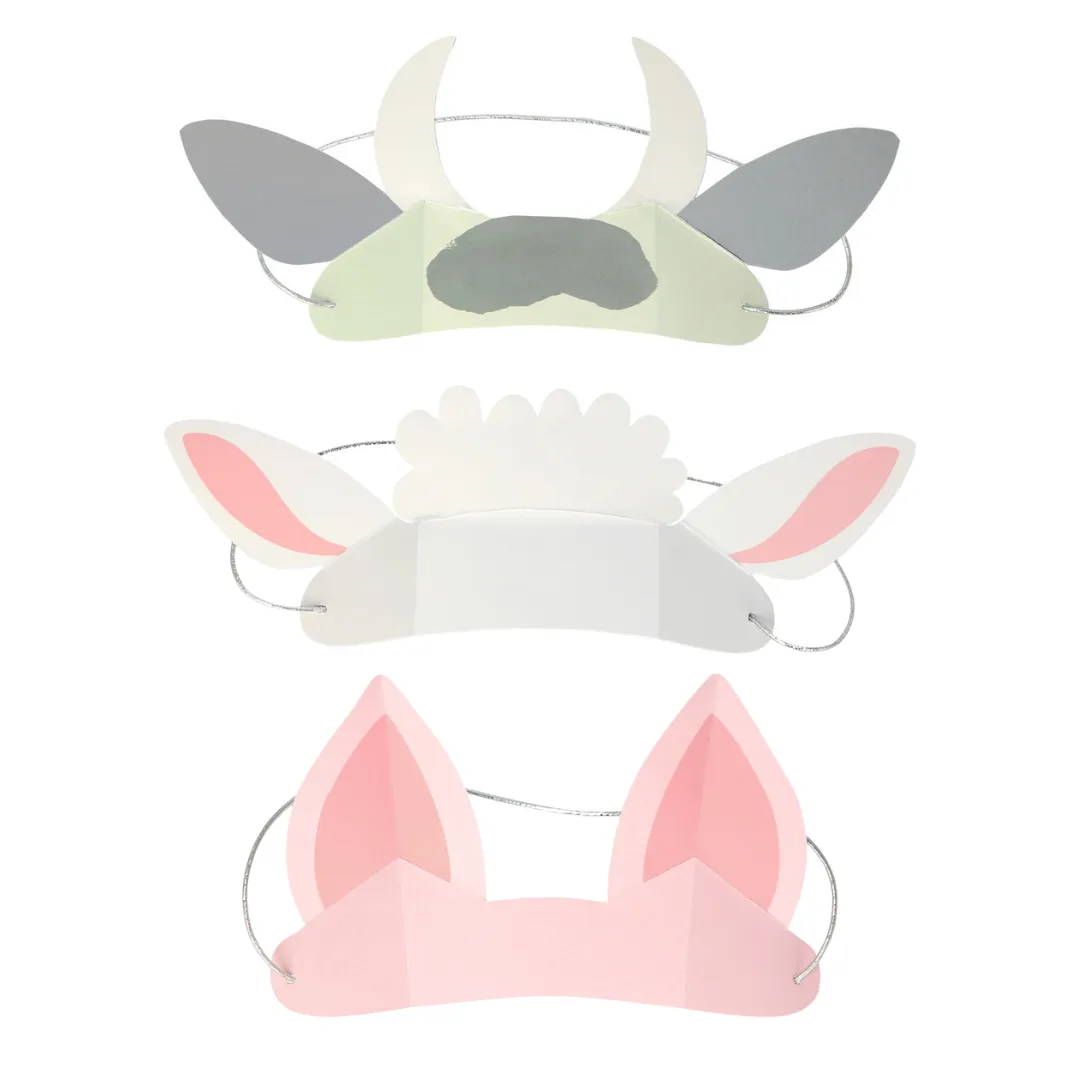 Meri Meri Party Hats | On The Farm Animal Ears 8 Pack