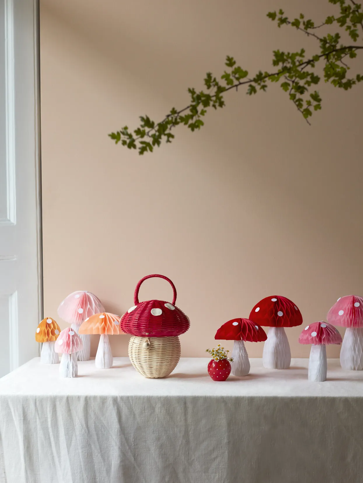 Meri Meri Party Honeycomb Mushroom Decorations (x 10)