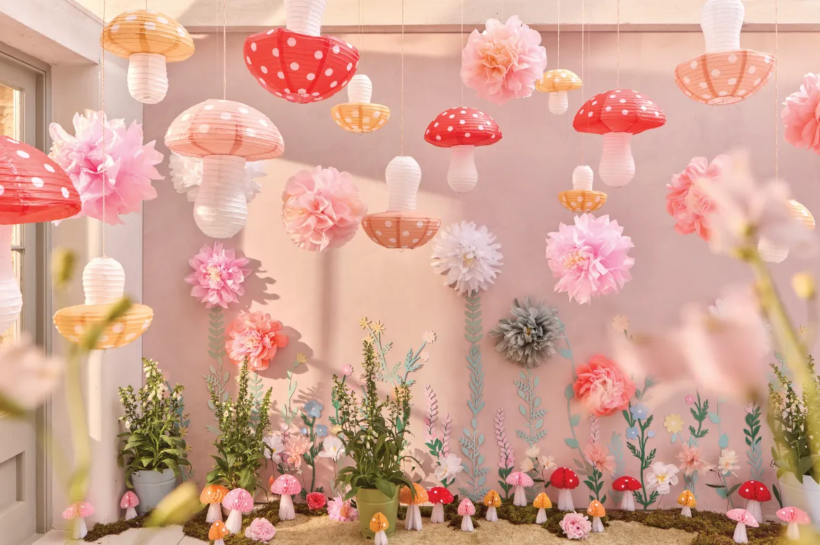 Meri Meri Party Honeycomb Mushroom Decorations (x 10)