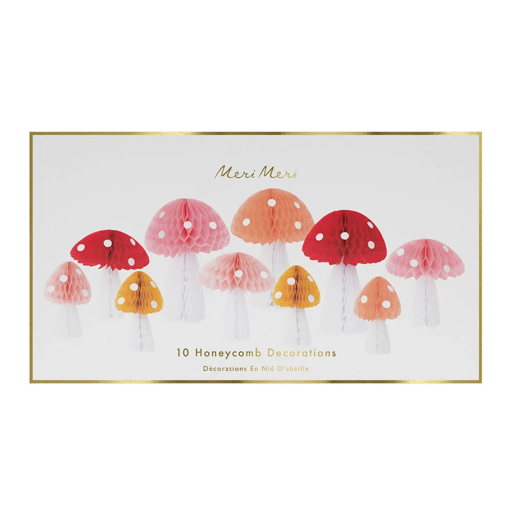 Meri Meri Party Honeycomb Mushroom Decorations (x 10)
