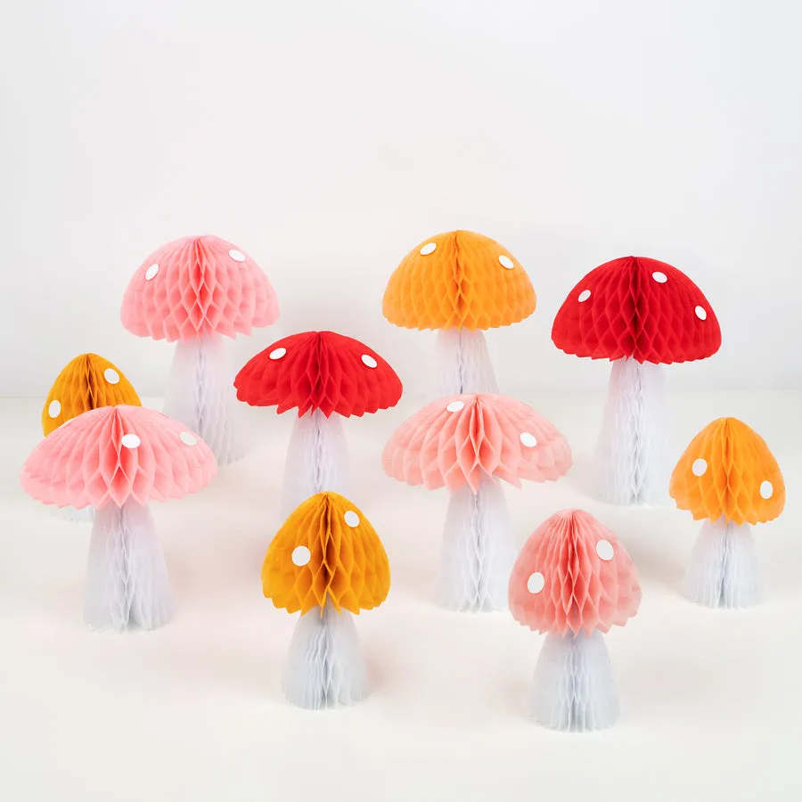 Meri Meri Party Honeycomb Mushroom Decorations (x 10)