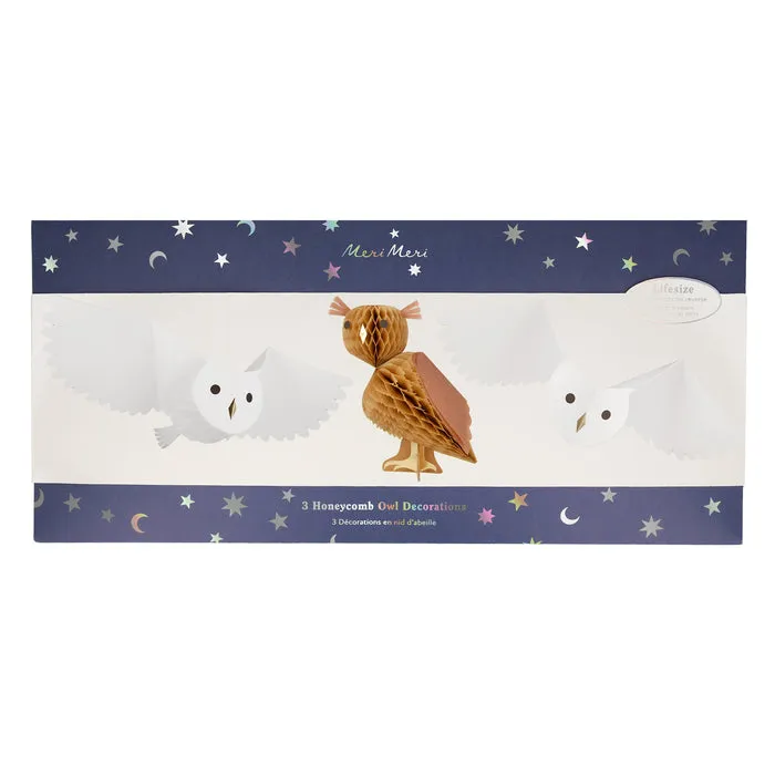 Meri Meri Party Honeycomb Owl Decorations x 3